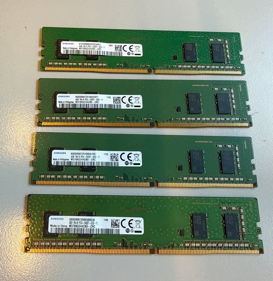Samsung 4GB 2400T RAM Geheugen (4 stuks), Gebruikt, Server, DDR4, Ophalen of Verzenden