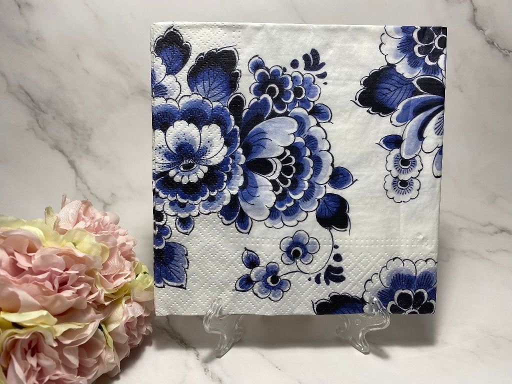 Delfts blauw knutsel servetten bloemen decoupage nr 702, Ophalen of Verzenden, Nieuw