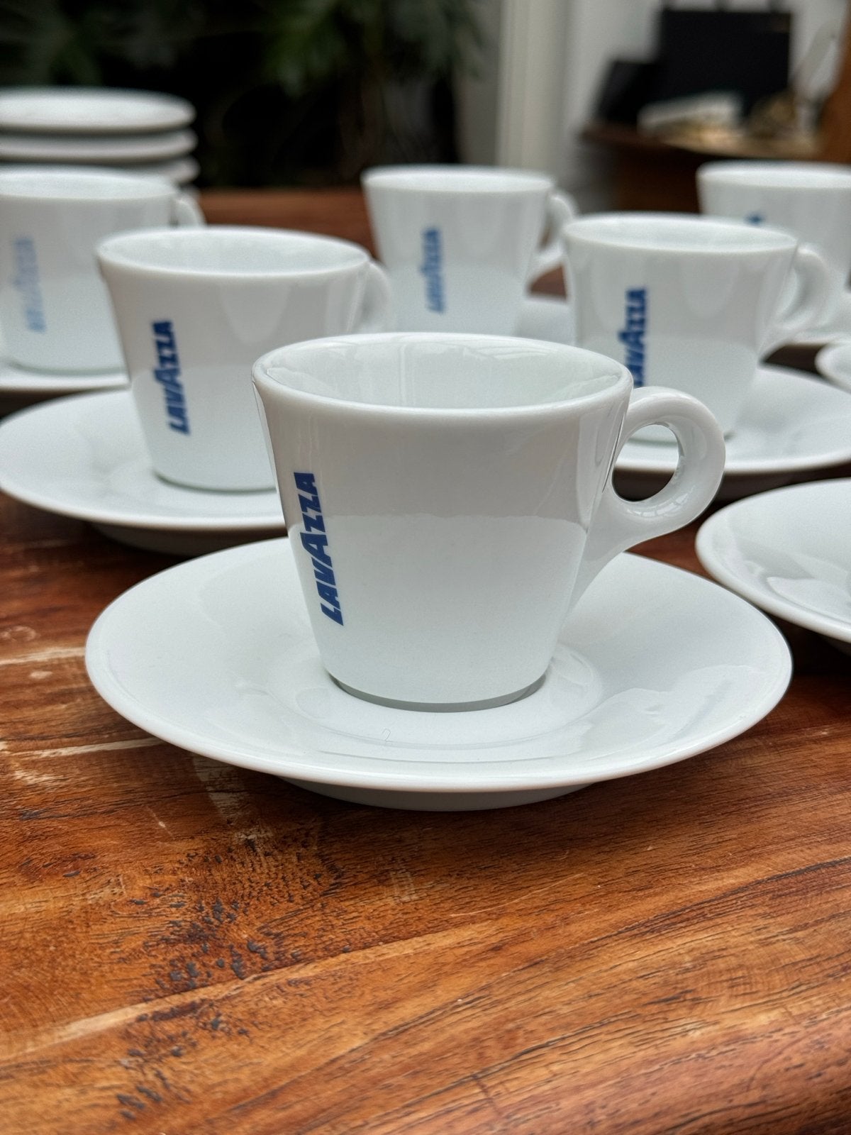 Vintage (8 stuks) Lavazza espressokopjes met schotels, Gebruikt, Overige merken, Vintage, Ophalen of Verzenden