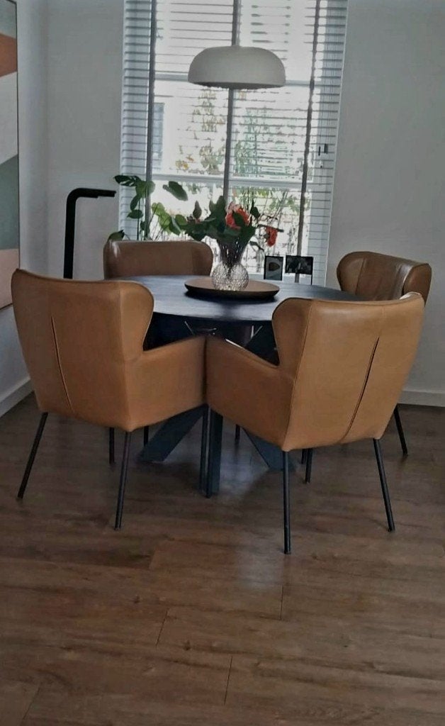 Lederen stoelen, Huis en Inrichting, Ophalen, Gebruikt, Bruin, Leer