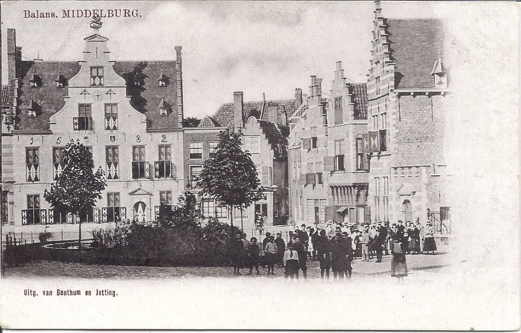 Middelburg Balans met veel mensen (oud), Verzenden, Voor 1920, Ongelopen, Zeeland