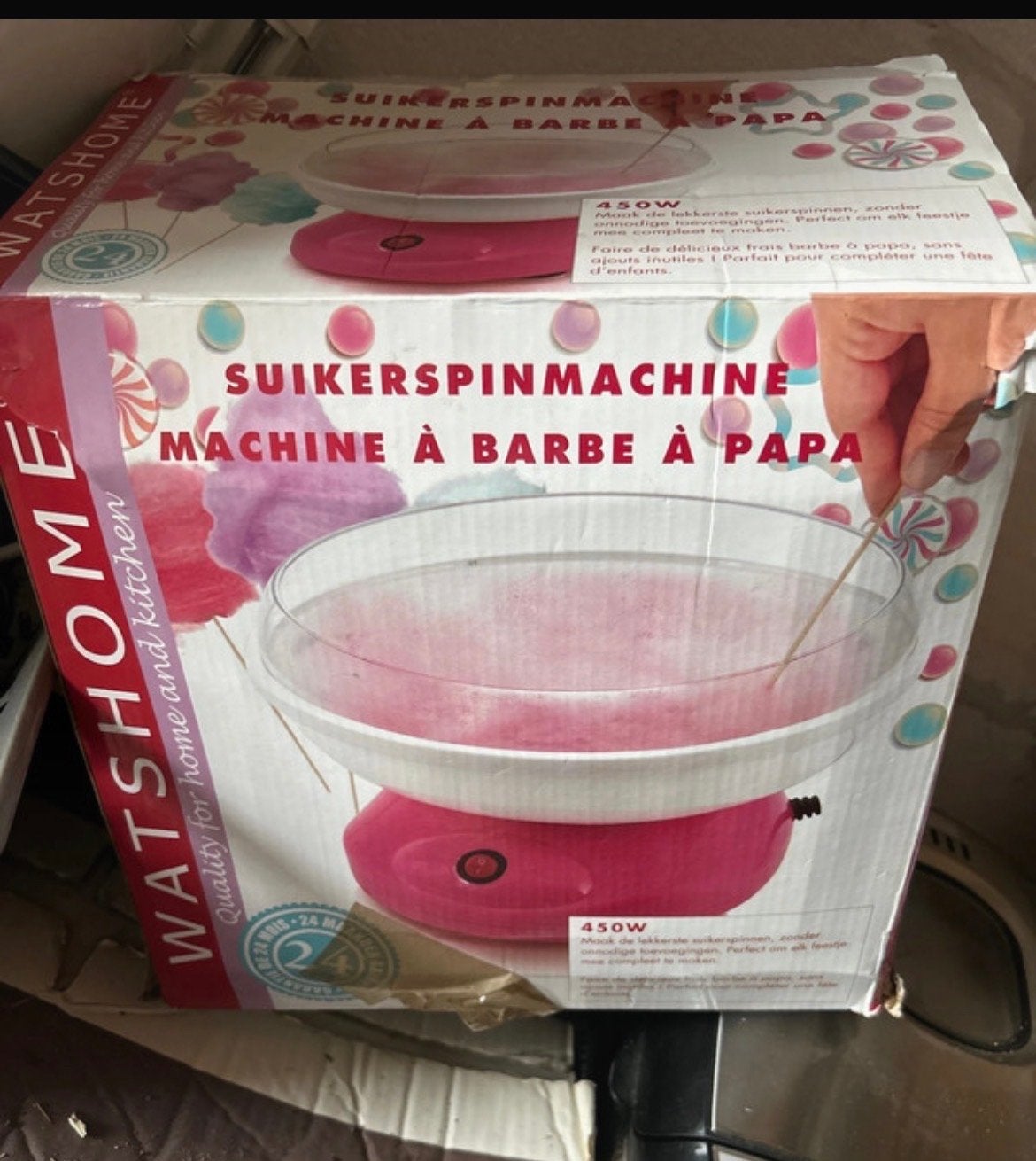 WATSHOME Suikerspinmachine 450W - in doos, Witgoed en Apparatuur, Ophalen of Verzenden, Zo goed als nieuw
