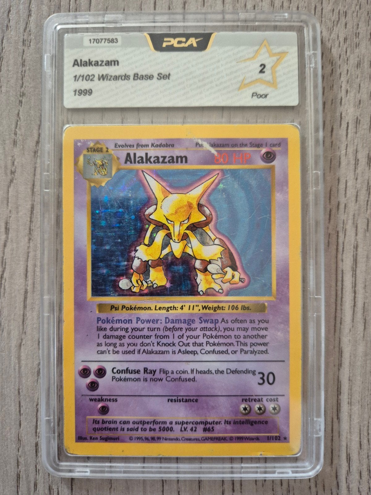 Alakazam 1 shadowless Base set PCA 2 poor, Verzenden, Gebruikt