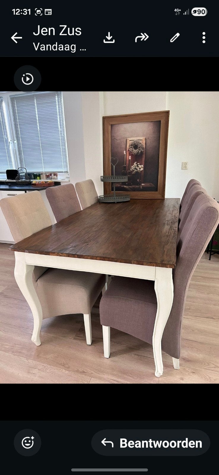 Mooie zware eethoek met 6 stoelen - Wegens verhuizing, Huis en Inrichting, Complete eetkamers, Ophalen of Verzenden, Zo goed als nieuw