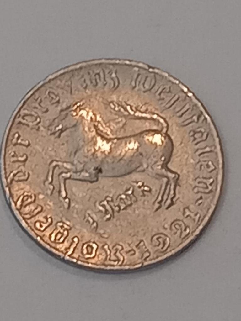 1 Mark 1921 Duitse munt met paard en portret, Ophalen of Verzenden, Losse munt