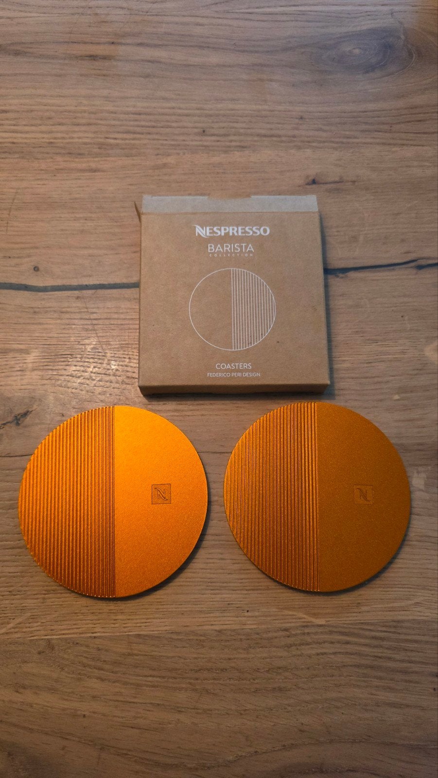 Nespresso Barista Coasters - Federico Peri Design, Oranje, Glasonderzetter, Ophalen of Verzenden, Metaal