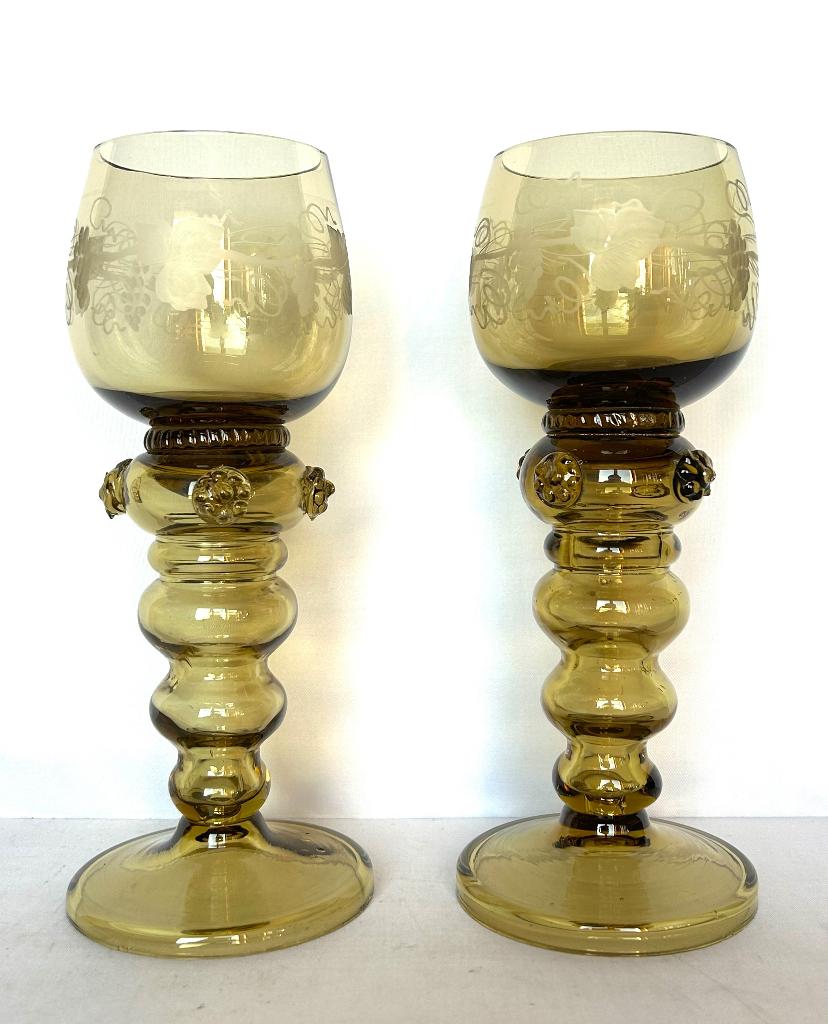 2 glazen roemer Jugendstil wijnglas Theresienthal, Ophalen of Verzenden, Overige typen