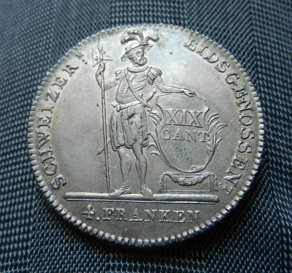 Neutaler van 4 franken 1814 Zwitserland - Luzern, Postzegels en Munten, Ophalen of Verzenden, Overige landen, Losse munt, Zilver