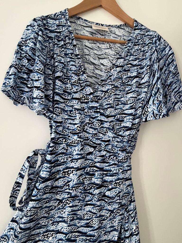 Fabienne Chapot overslagjurk maat 34, Blauw, Ophalen of Verzenden, Zo goed als nieuw, Knielengte