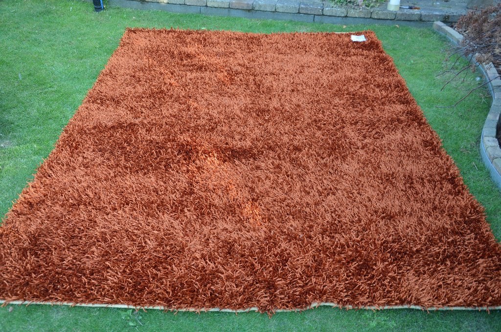 Groot hoogpolig tapijt/ vloerkleed kleur terra gemêleerd 300, Hoogpolig / slierten, 200 cm of meer, Ophalen of Verzenden, Zo goed als nieuw