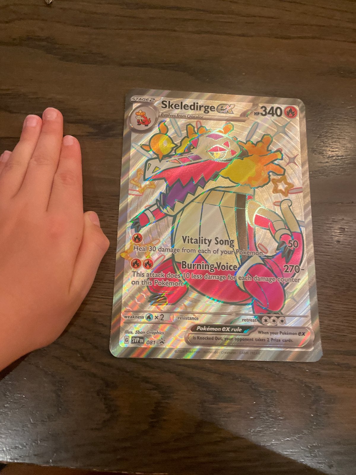 Grote Skeldirge EX Pokémon Kaart - 340 HP, Hobby en Vrije tijd, Ophalen of Verzenden, Zo goed als nieuw, Losse kaart
