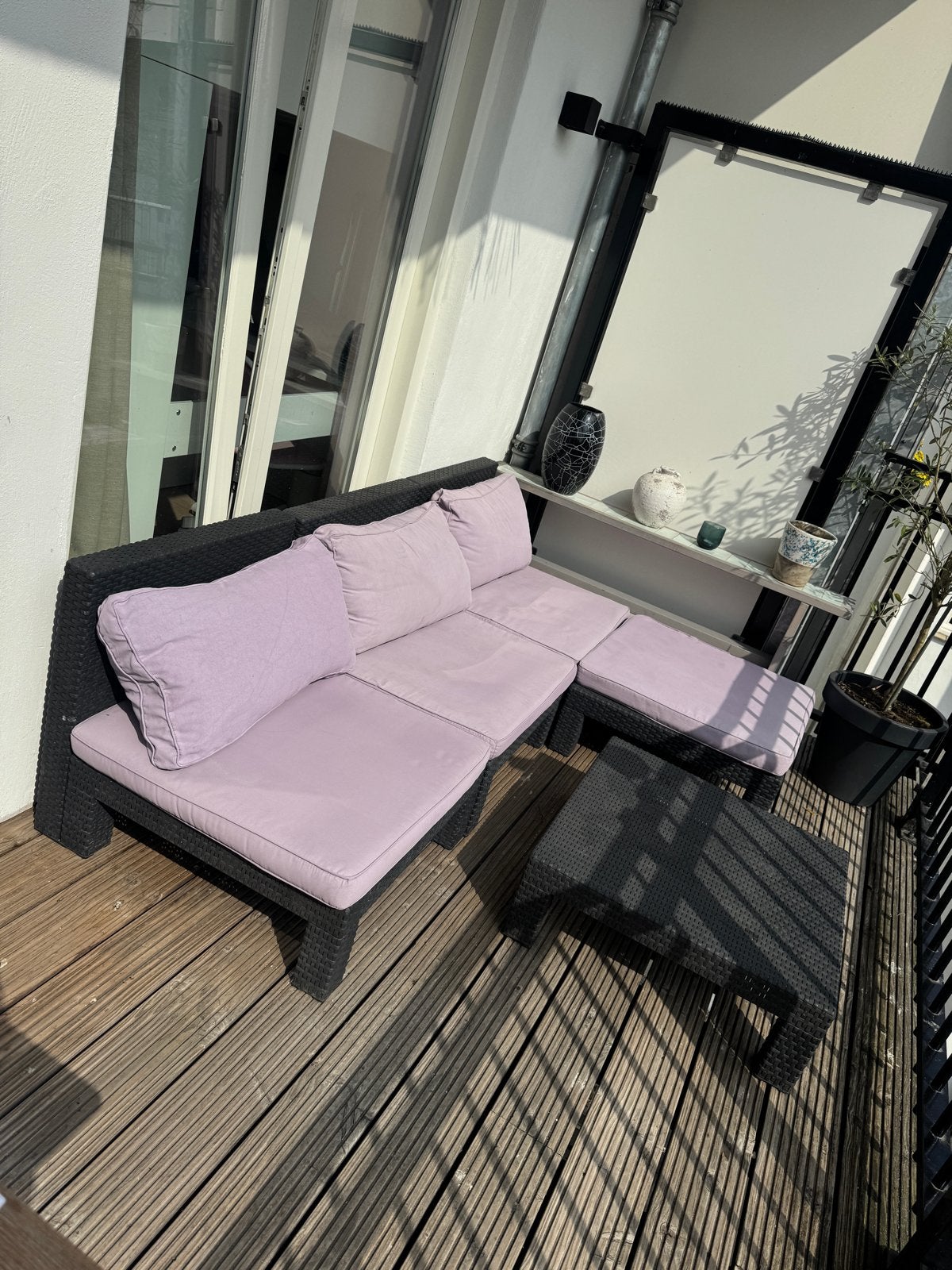 Modulaire Kunststof Loungeset met Kussens, Tuin en Terras, Tuinsets en Loungesets, Ophalen, Kunststof, Gebruikt, 3 zitplaatsen