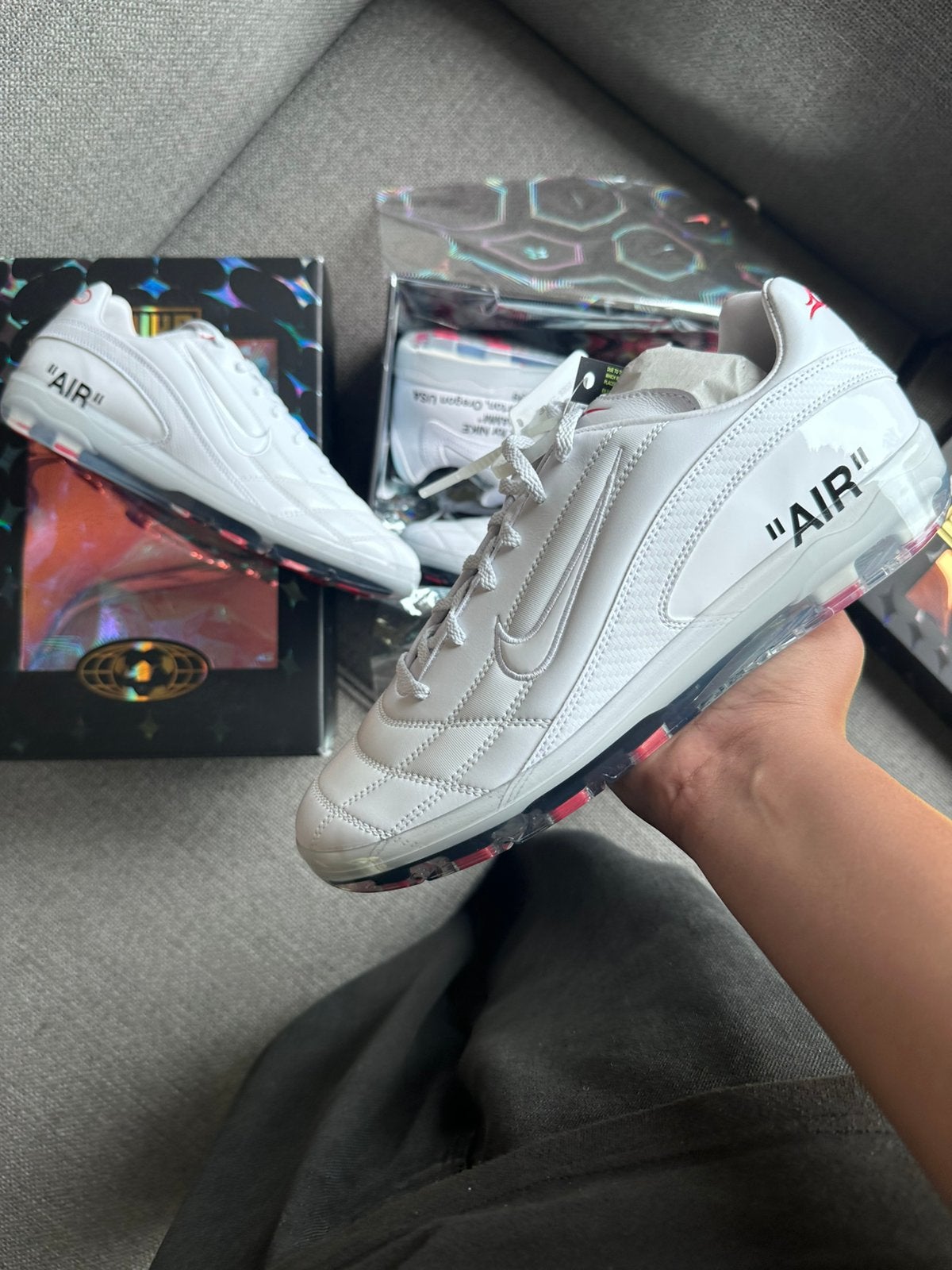 Virgil abloh archive x nike cryoshot zoom m9 45,5, Ophalen of Verzenden, Zo goed als nieuw, Meerdere stickers