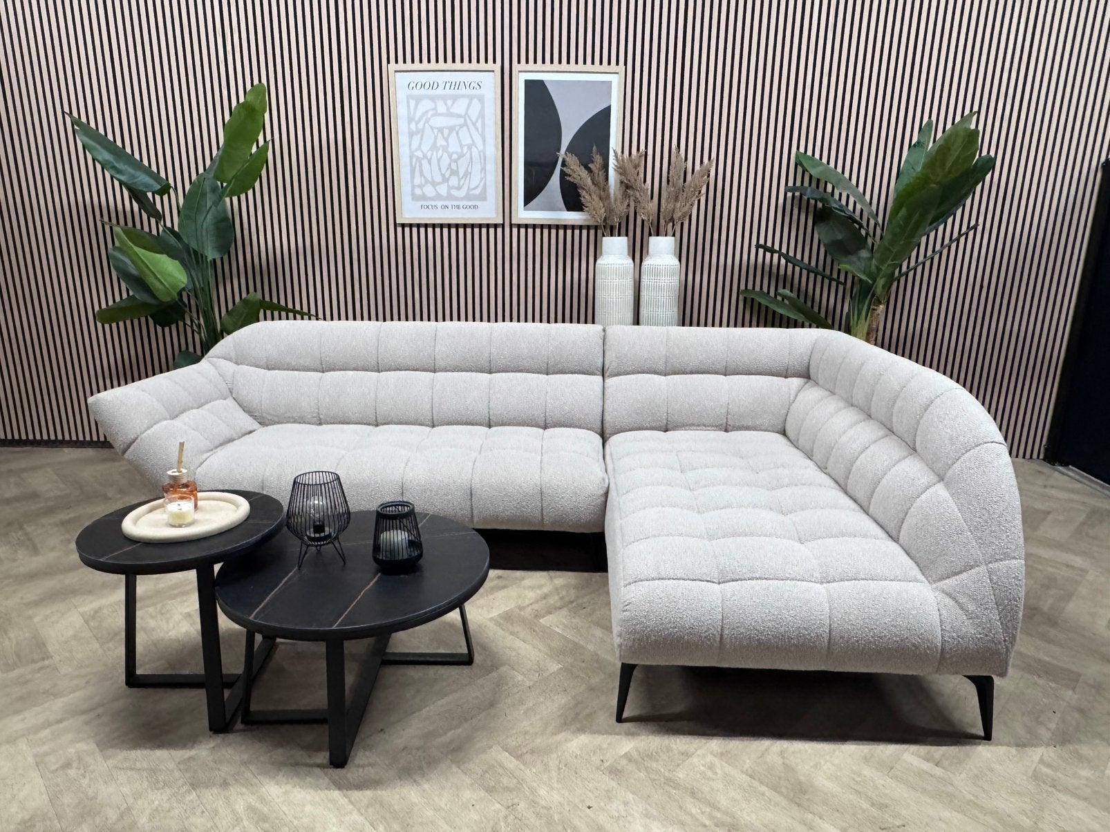 ZGAN Luxe Organische Hoekbank Bouclé - Crème - 285 x 165