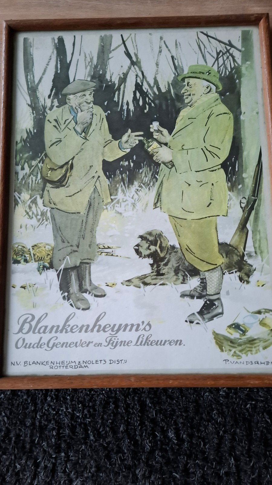 Piet van der Hem reclame Rotterdam jenever blankenheym nolet, Ophalen of Verzenden, Gebruikt, Reclamebord