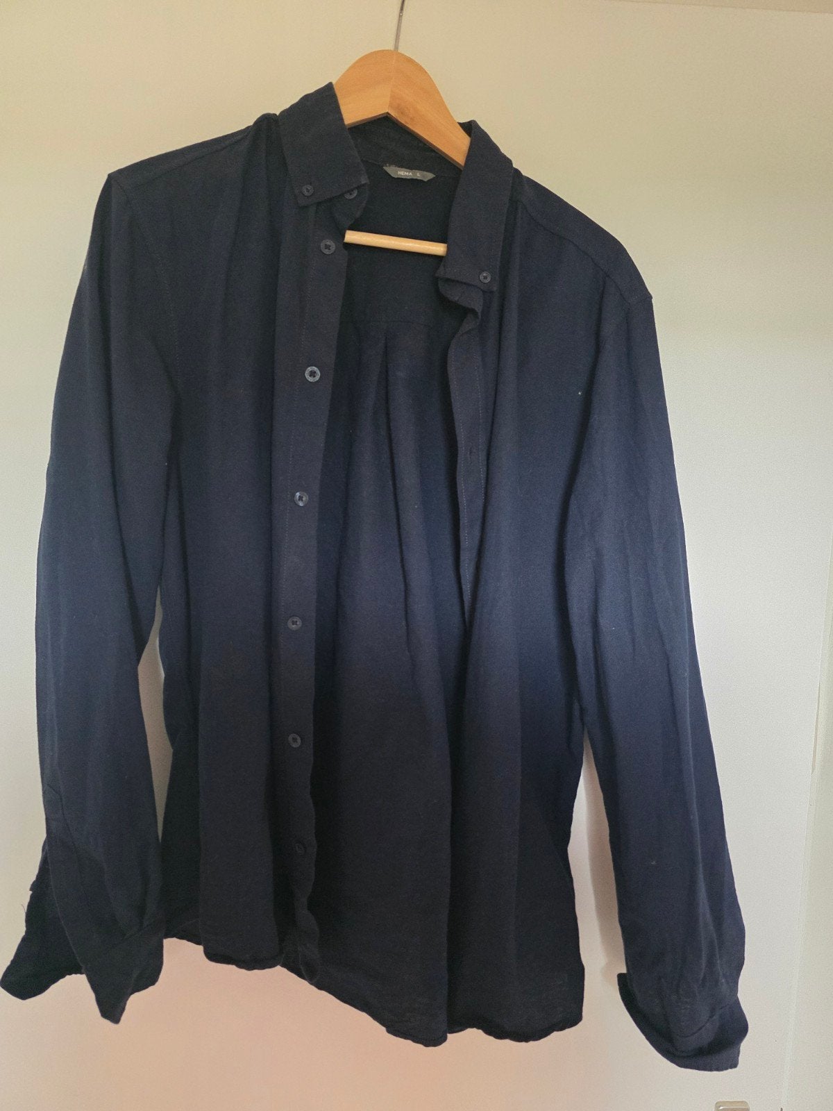 Hema donkerblauw overhemd maat L net, Hema, Blauw, Ophalen of Verzenden, Zo goed als nieuw