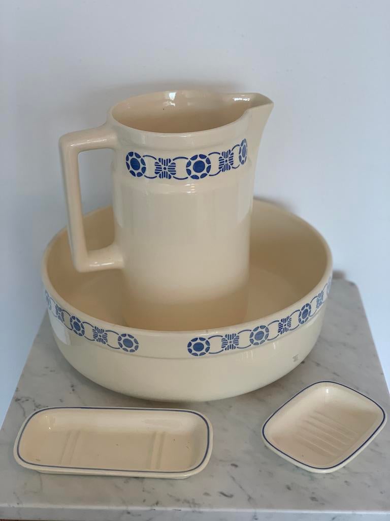 Vintage waskom en kan set -  lampetstel., Ophalen