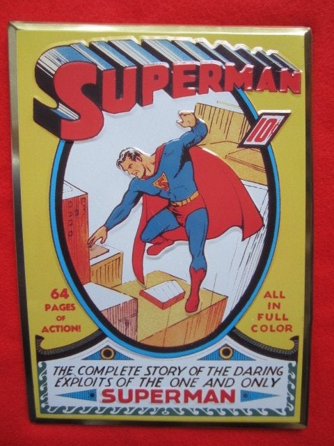 Superman comic 1 metal plate, Ophalen of Verzenden, Kuifje, Plaatje, Poster of Sticker