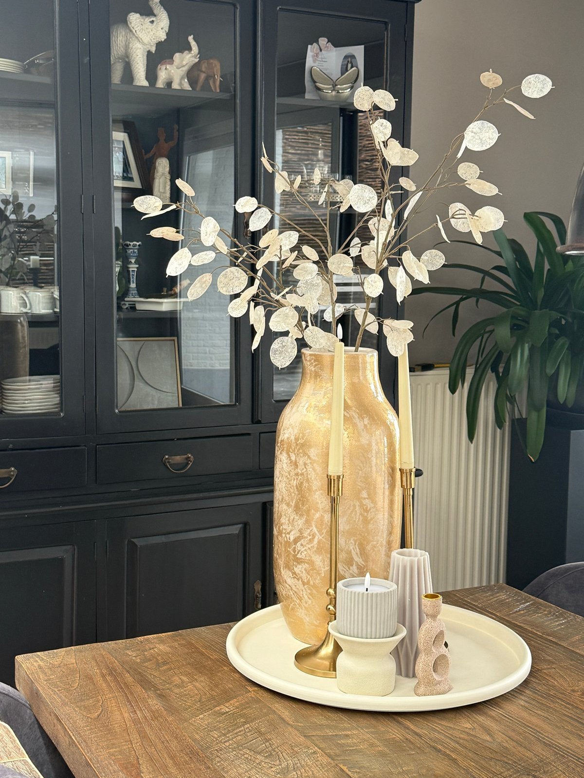 Grote gouden vaas, 50 cm hoog,, Huis en Inrichting, Woonaccessoires | Vazen, Ophalen, Overige materialen, Zo goed als nieuw, Geschikt voor droogbloemen