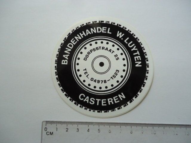 sticker oud Casteren Bladel W LUYTEN banden auto truck retro, Verzenden, Zo goed als nieuw, Auto of Motor