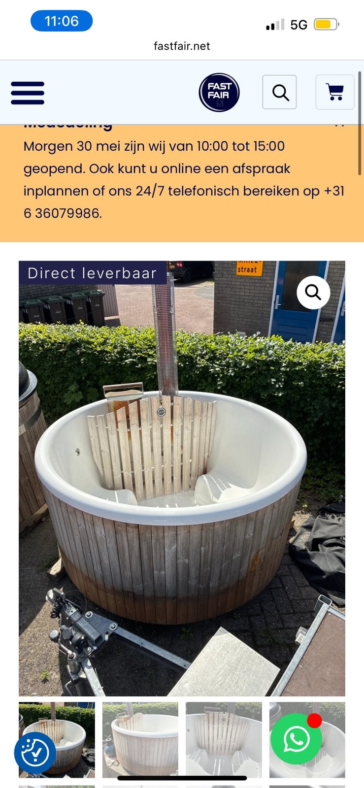 Nieuwstaat gebruikte SKARGARDS hottub houtgestookt 2e hands, Ophalen, Gebruikt, 7921AE, Fast Fair b.v.
