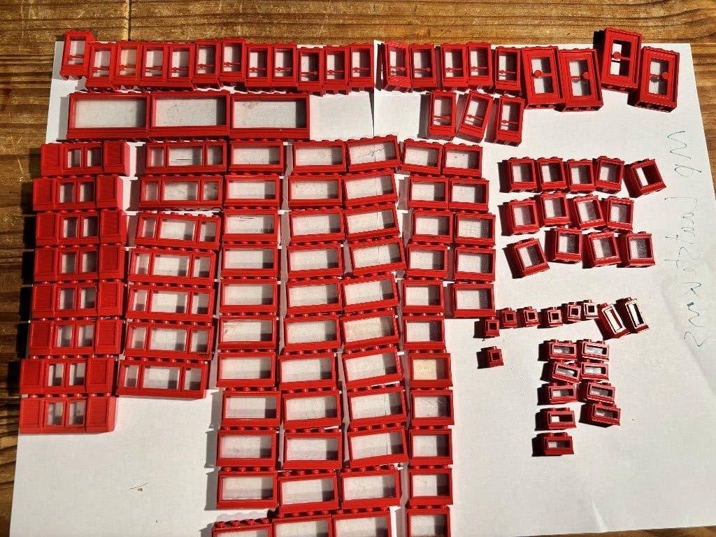 Lego vintage ramen en deuren rood (verschillende staat), Gebruikt, Overige thema's, Lego, Ophalen of Verzenden