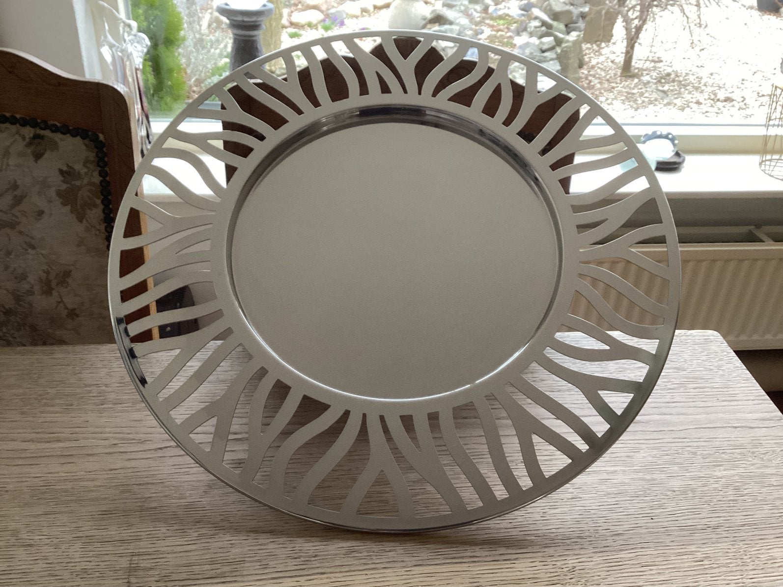 Vintage Alessi Tralcio Muto grote schaal Marta Sansoni 2000, Antiek en Kunst, Ophalen of Verzenden, Schaal, Zilver, Gemerkt