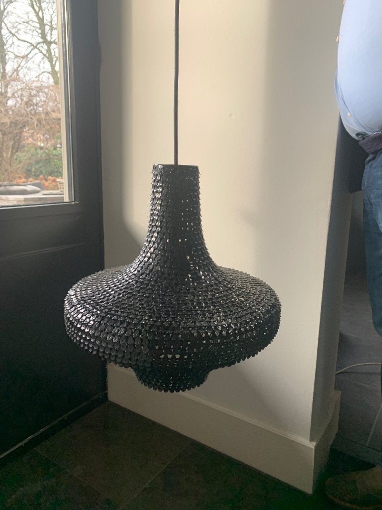 Dutchbone handgemaakte hanglamp zwart metaal, Ophalen of Verzenden, Zo goed als nieuw, Metaal, 50 tot 75 cm