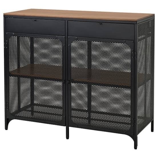 IKEA FJÄLLBO Kast met lades en deuren, zwart, Ophalen, 100 tot 150 cm, Zo goed als nieuw, Met lade(s)