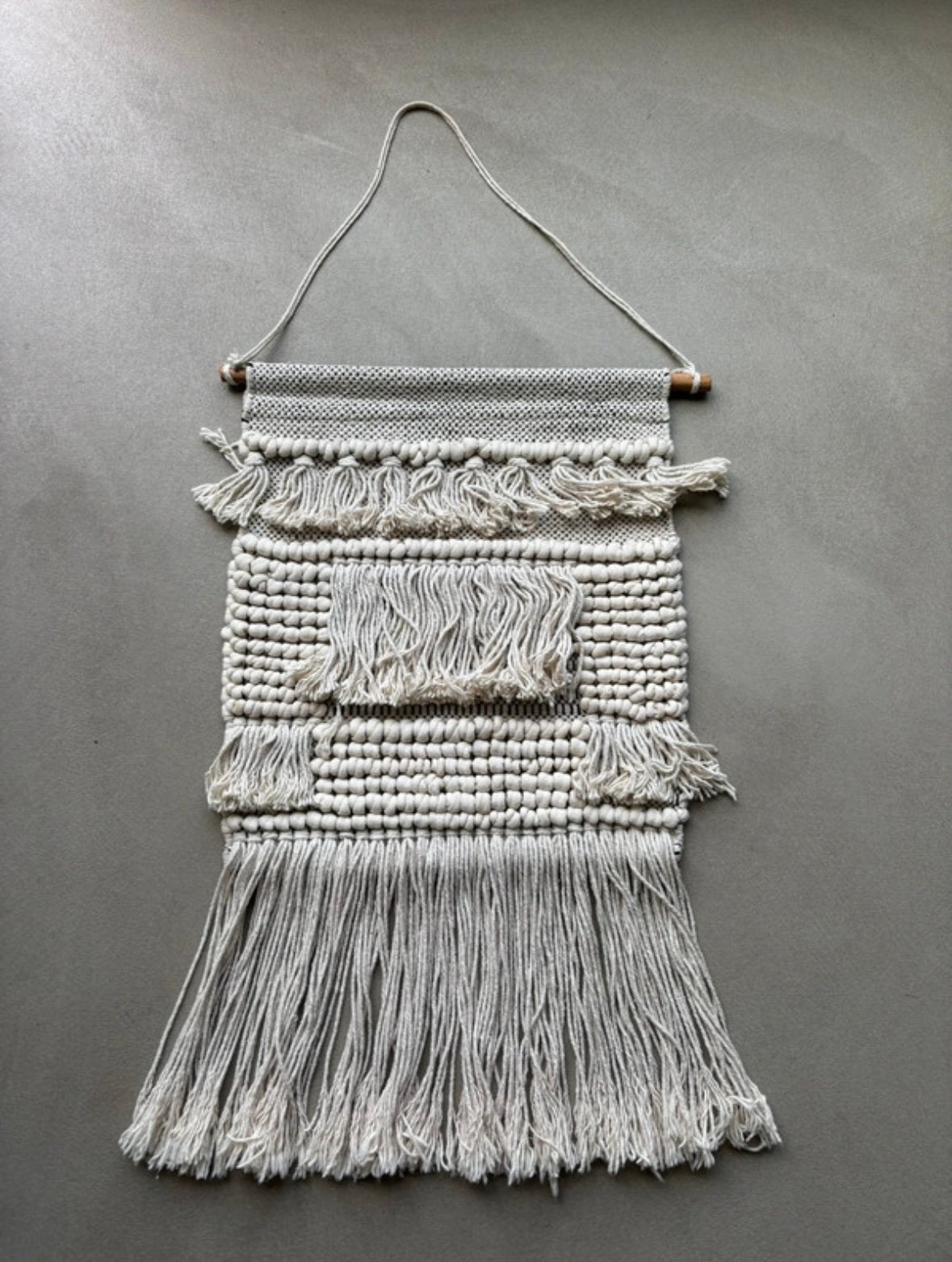 Grote boho macramé wandhanger – crème/wit, Ophalen of Verzenden, Zo goed als nieuw