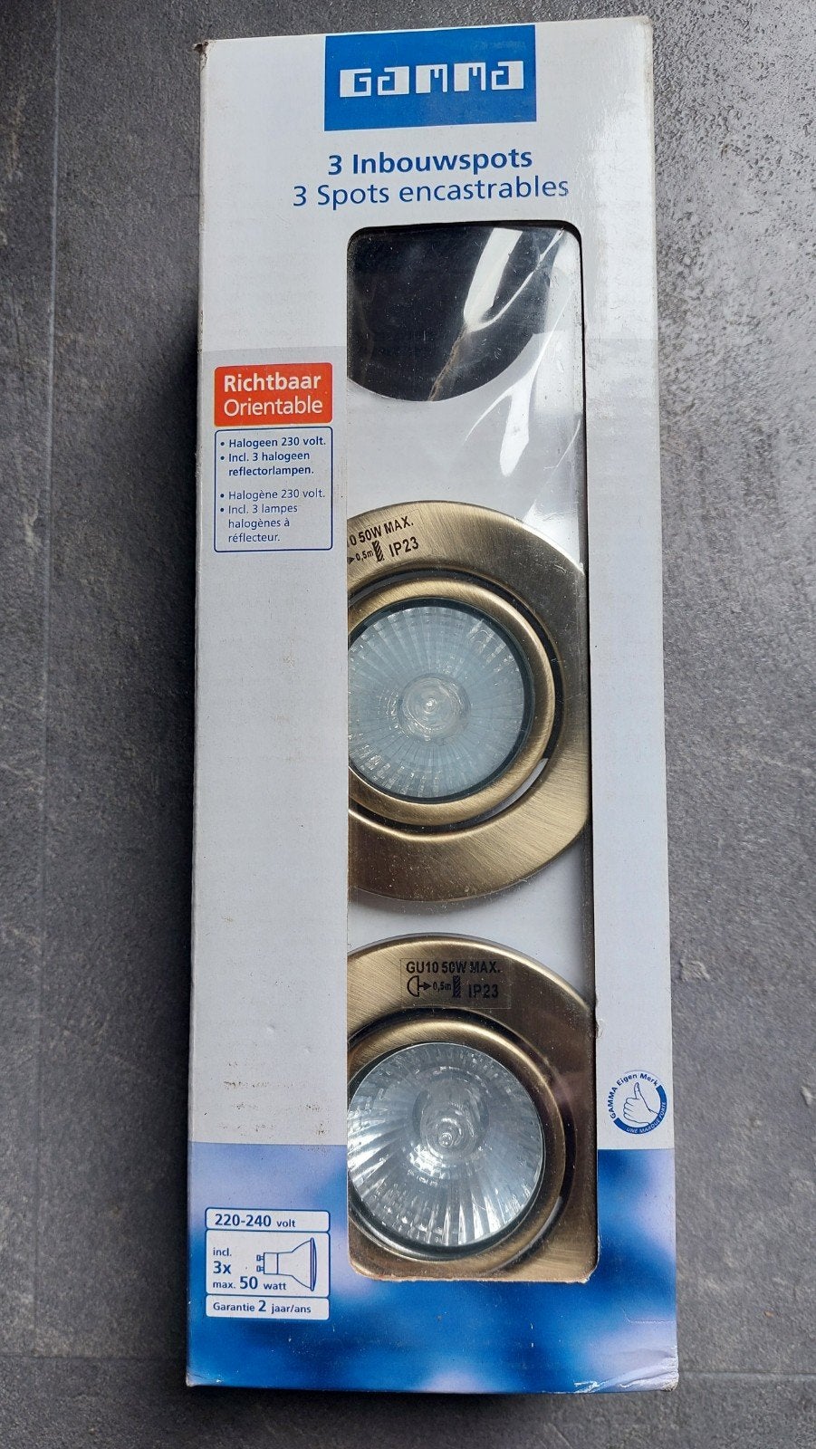 Gamma Inbouwspots GU10 50W Max IP23 - 3 stuks, Ophalen, Halogeen, Verstelbaar, GU10