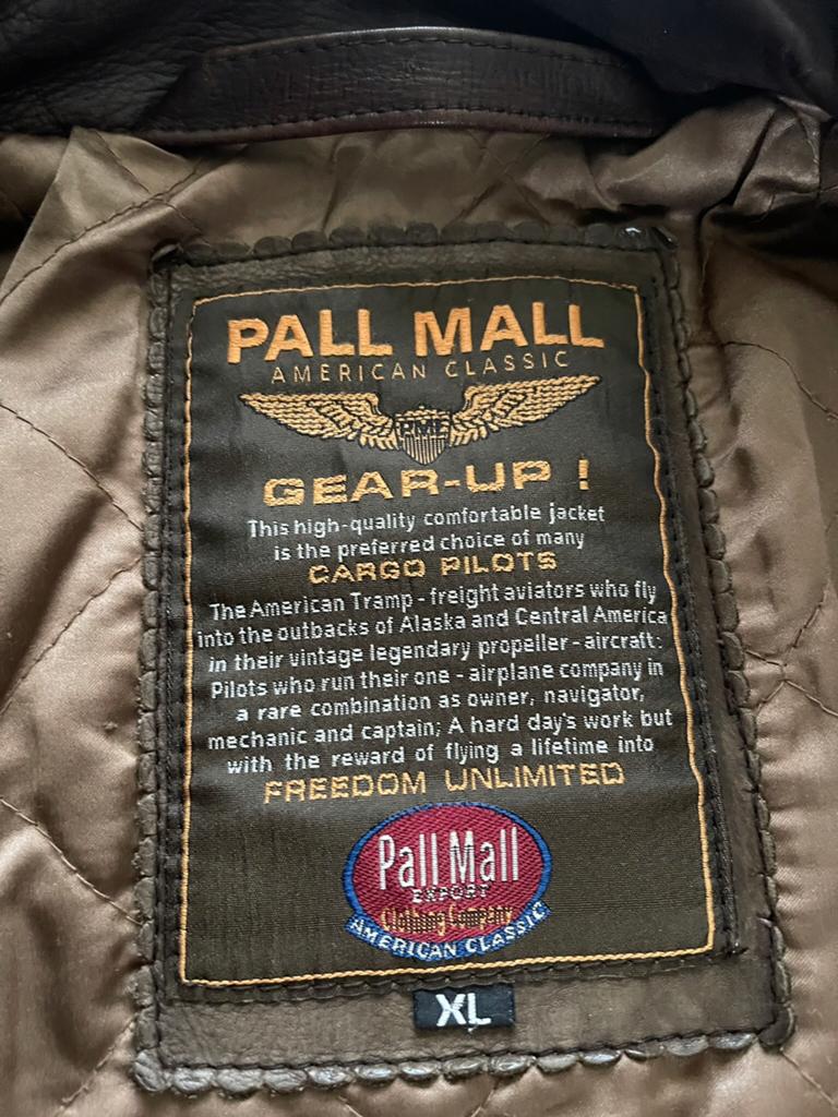 Pall Mall Mooie Lederen Pilotenjas/Herenjas/Jas/Coat, Ophalen of Verzenden, Gedragen, Maat 56/58 (XL), Bruin