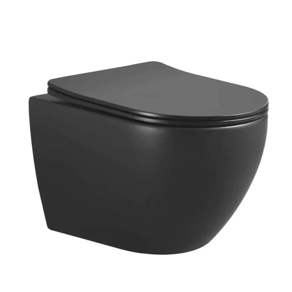 Nieuwe Nibiru Rimless wandcloset 48cm mat zwart, Doe-het-zelf en Verbouw, Ophalen, Nieuw, Toilet