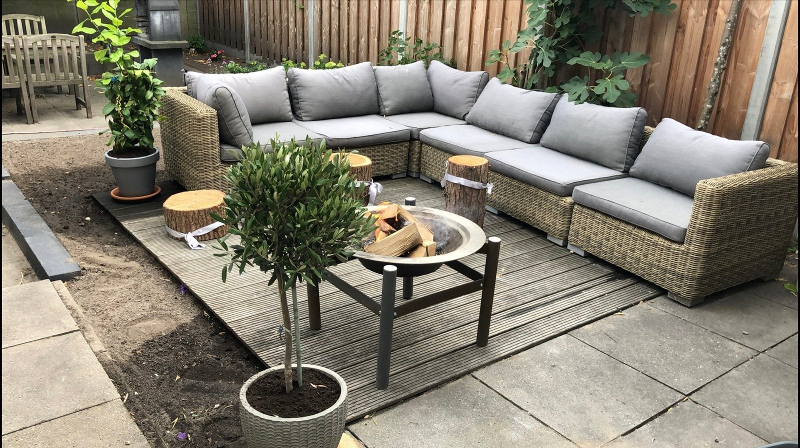 Loungeset met wasbare kussenhoezen, Tuin en Terras, Tuinsets en Loungesets, Ophalen, Gebruikt, Meer dan 8 zitplaatsen, Loungeset