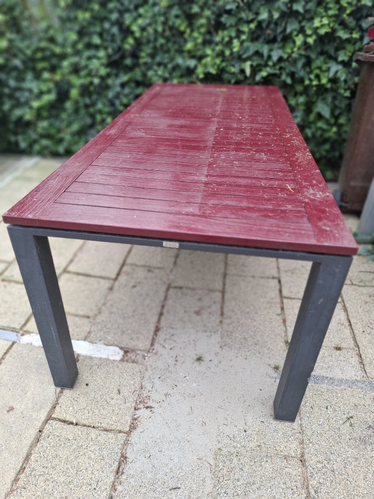 LIFE Tuintafel 210 cm ( Wijnrood geschilderd met sigma 3005), Ophalen, Gebruikt, Rechthoekig, Aluminium