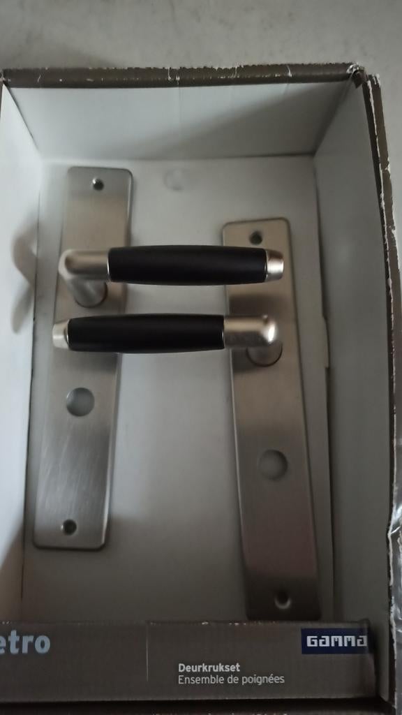 Mooie set klinken met toilet sluiting nieuw, Ophalen of Verzenden, Nieuw, Rvs, Klink of Kruk