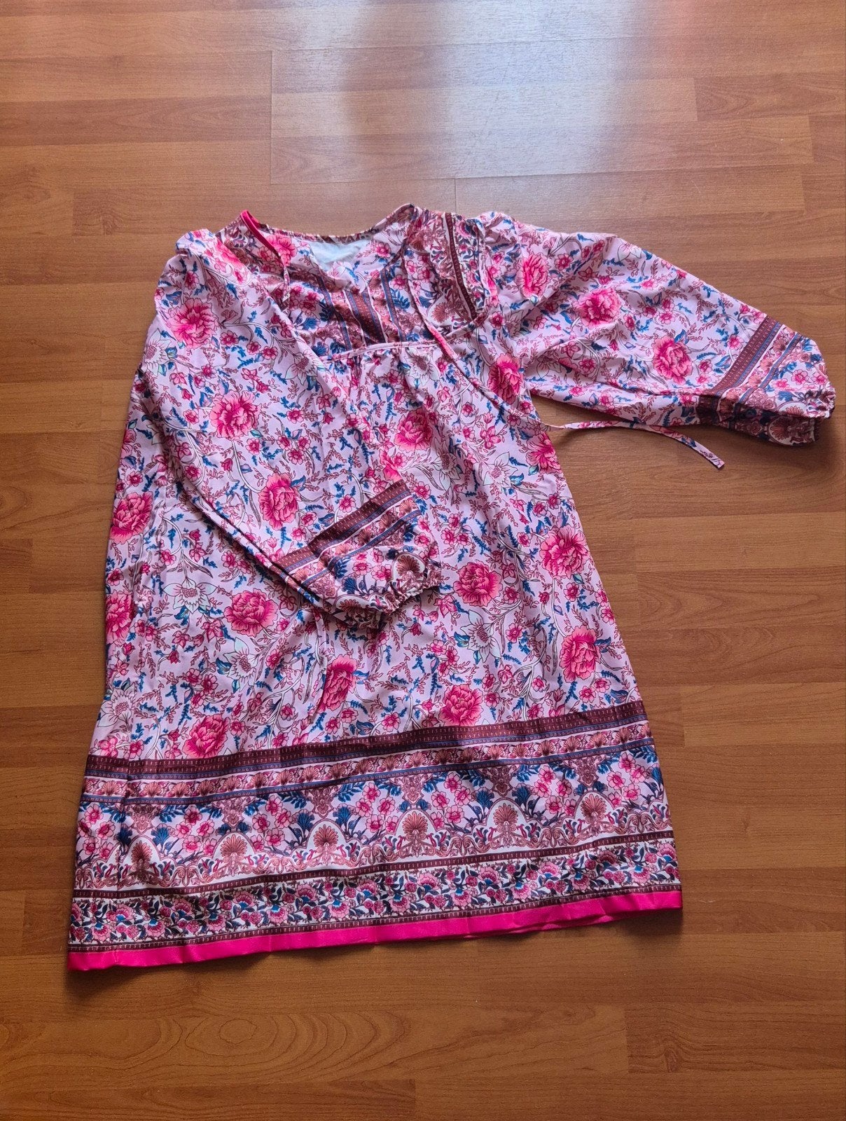 Boho Bloemenprint Jurk Roze 38-40, Kleding | Dames, Maat 38/40 (M), Nieuw, Ophalen of Verzenden, Onbekend