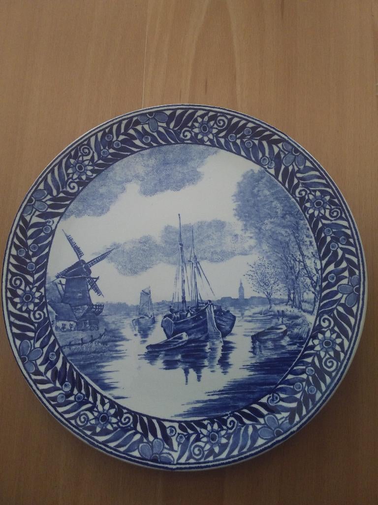 Wandbord Hollands landschap delftsblauw, Ophalen
