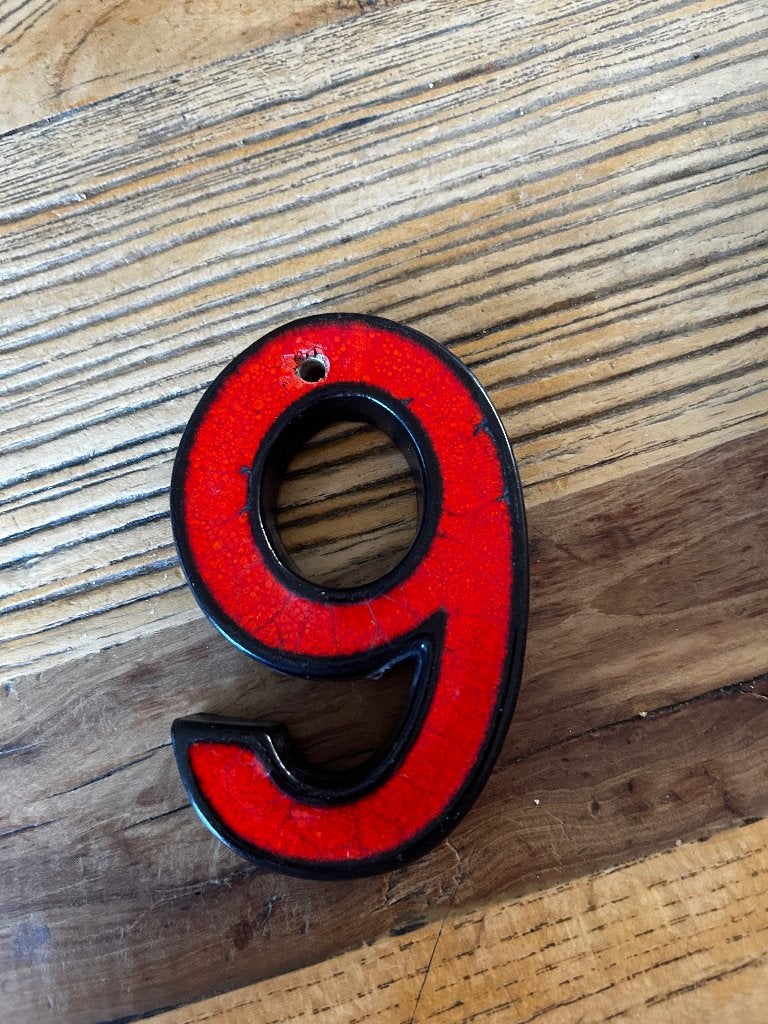 Keramisch huisnummer 9, Letters en cijfers, Ophalen, Gebruikt, Steen/keramiek