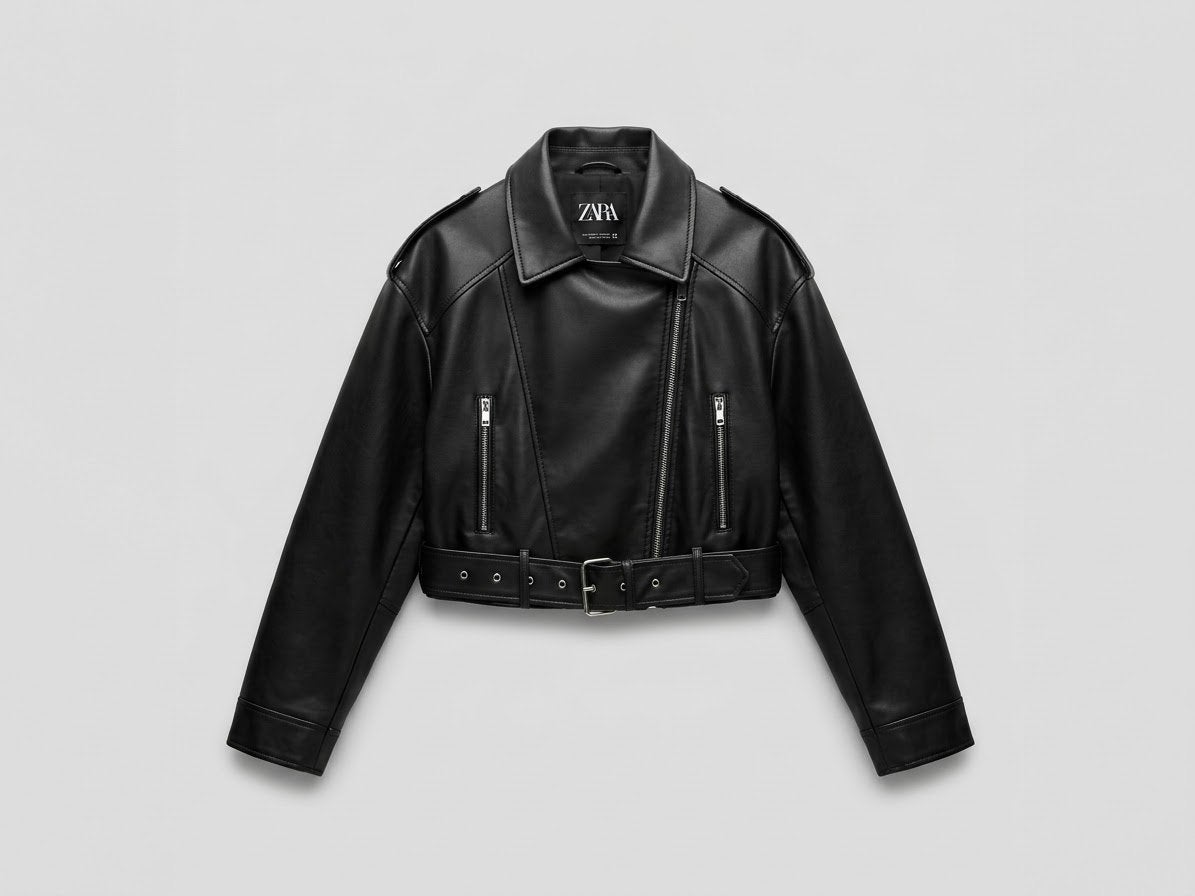 Zwarte PU Leren Jas Zara Maat L, Kleding | Dames, Zwart, Maat 42/44 (L), Ophalen of Verzenden, Zo goed als nieuw