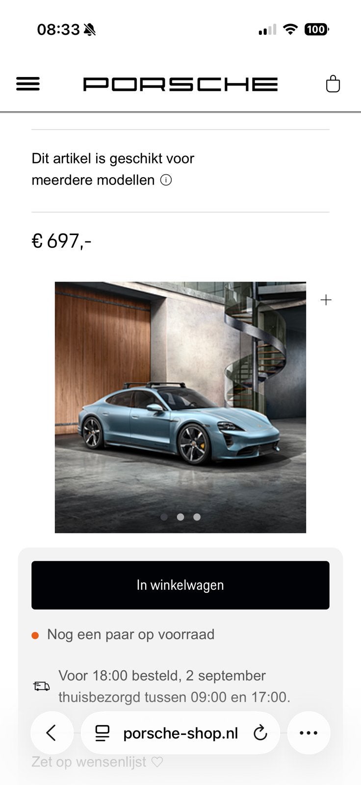 Originele Porsche Taycan Dakdragers Zwart geen geluid, Verzenden, Zo goed als nieuw