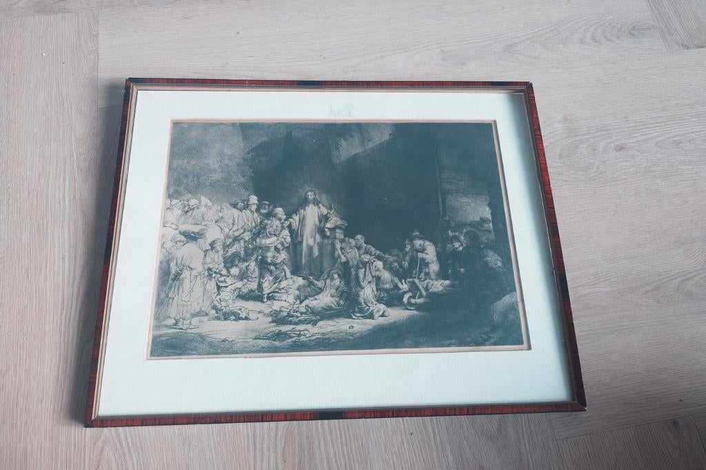 Rembrandt " Honderdguldenprent " -  Ets, Antiek en Kunst, 28 cm, Ets, Religie, Ophalen of Verzenden
