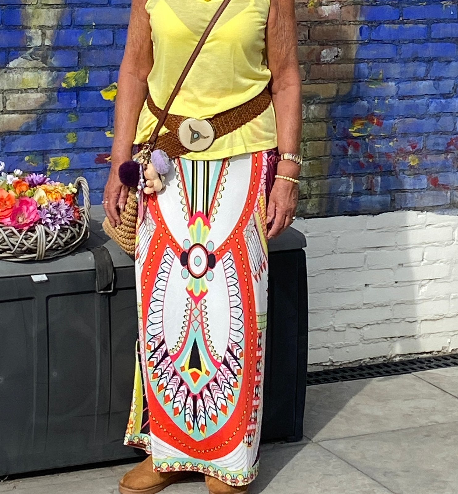 Ibiza rok Boho Bohemien mt 36-40, Kleding | Dames, Rokken, Ophalen of Verzenden, Zo goed als nieuw, Maat 36 (S), Onder de knie