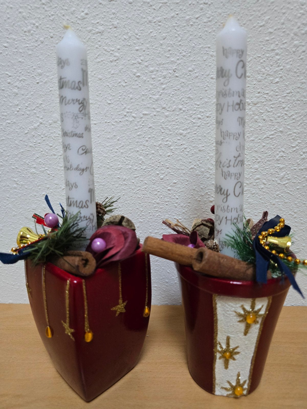 Vintage kerstpotjes set met nieuwe kerstkaarsen / kerstdeco, Ophalen of Verzenden, Nieuw