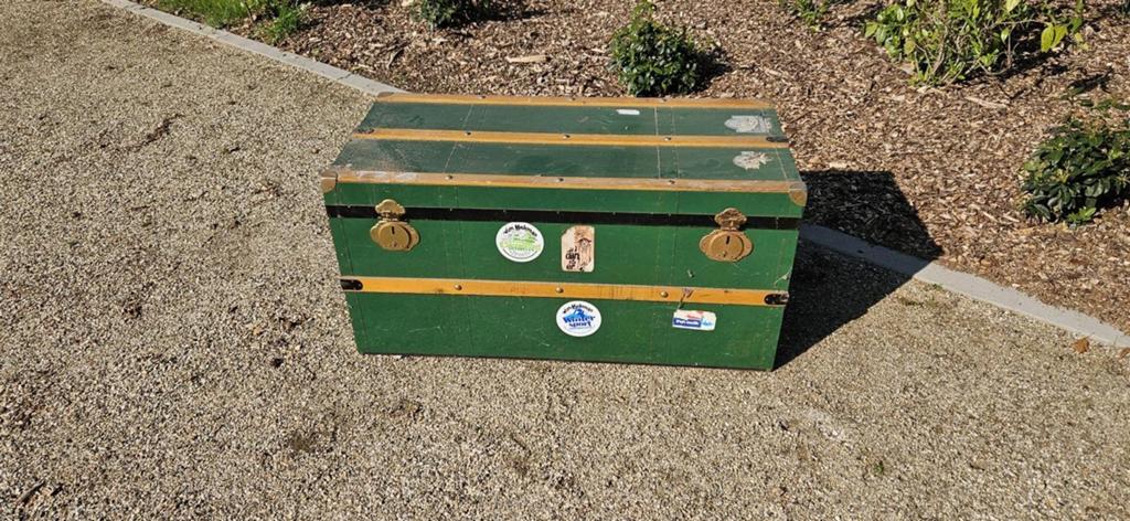 Hutkoffer vintage, groen, Ophalen of Verzenden