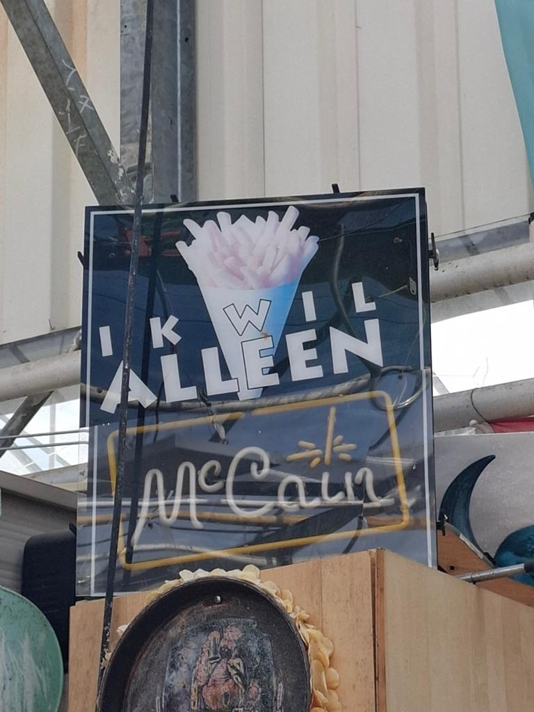 McCain 'Ik wil alleen friet' reclamebord, Ophalen of Verzenden, Gebruikt, Reclamebord