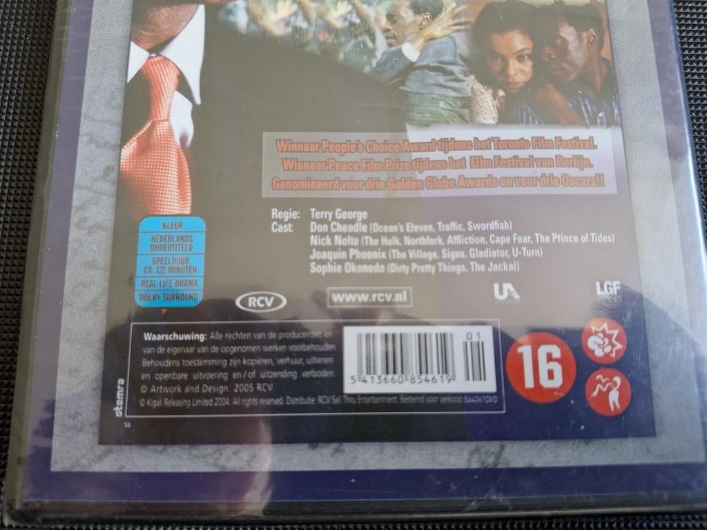 Dvd hotel Rwanda, Vanaf 16 jaar, Ophalen of Verzenden, Nieuw in verpakking, Waargebeurd drama