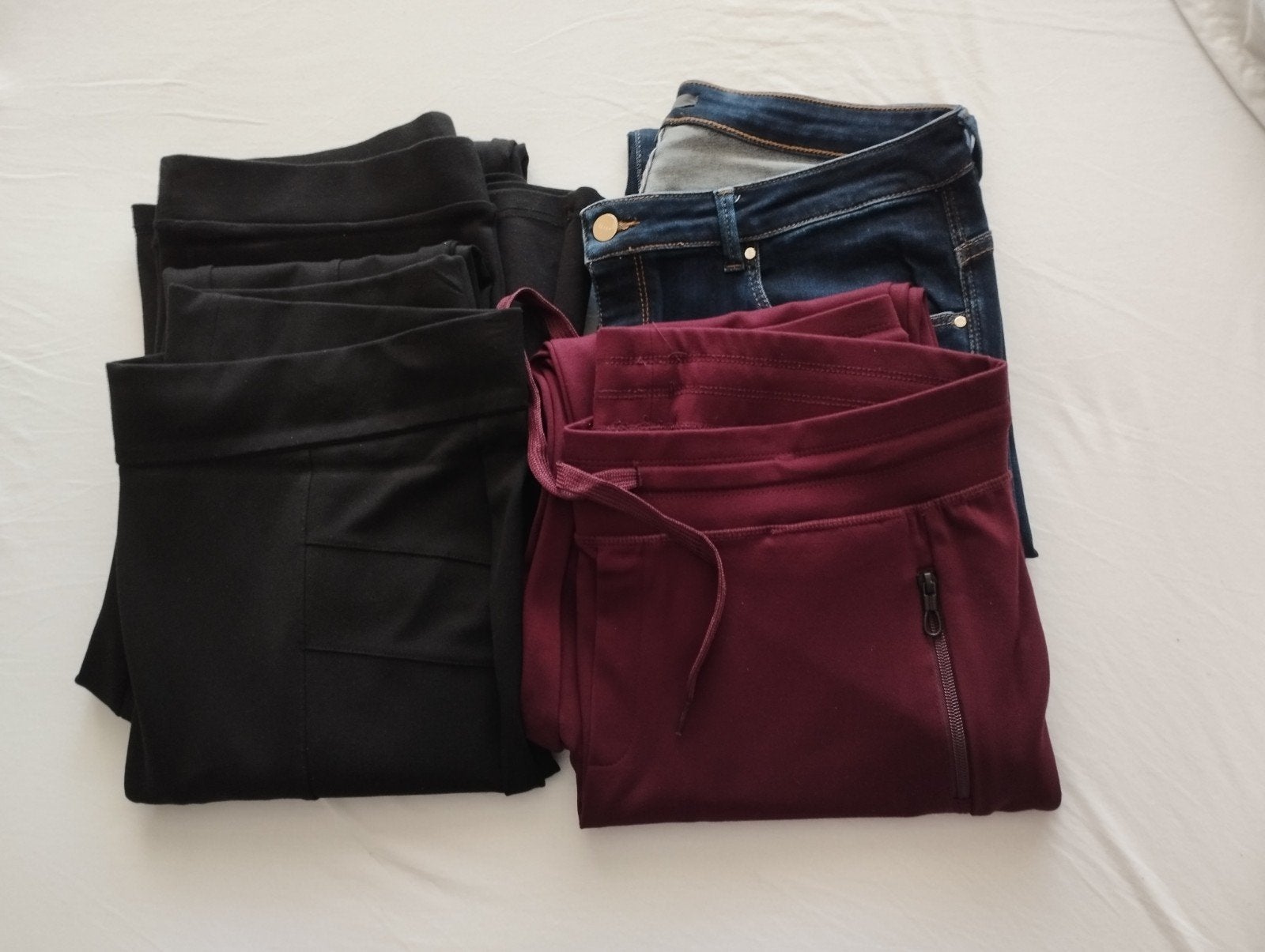 4 MOOIE BROEKEN MAAT 46 (bordeaux, spijker en zwart), Maat 46/48 (XL) of groter, Ophalen of Verzenden, Zo goed als nieuw, Lang