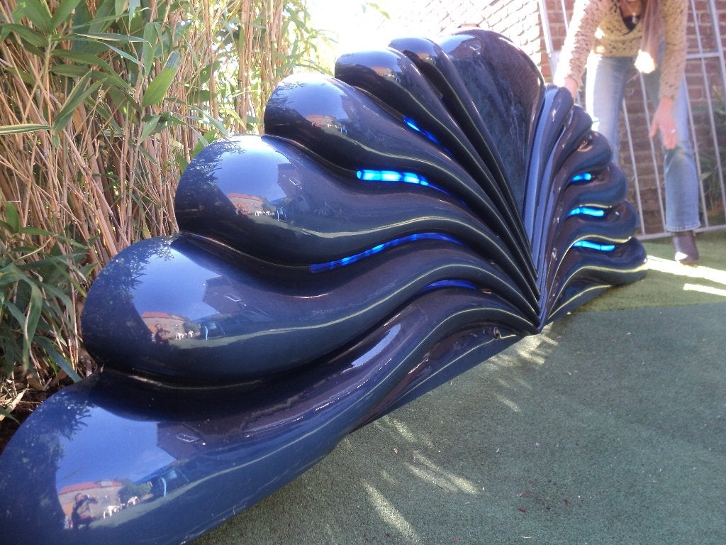 seventies blauw kunststof design retro jaren 70 space age, Ophalen, Overige materialen, Gebruikt, Blauw