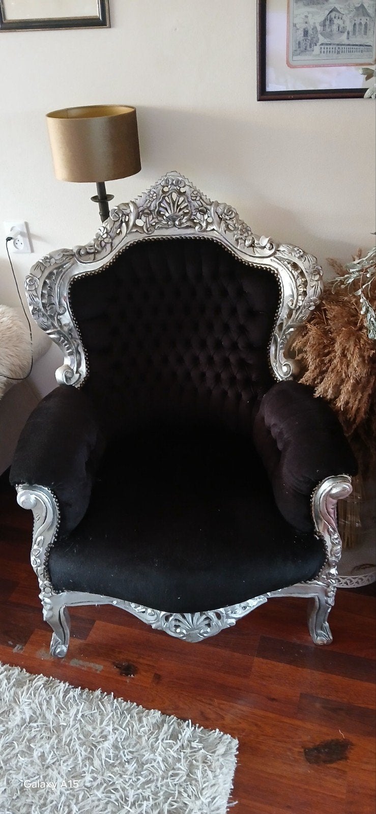 Zwart barok stoel, Ophalen of Verzenden, Stof